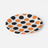 Schwarz-Orange-Polka-Punkte Pappteller (Schrägansicht)