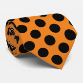 Schwarz-Orange-Polka-Punktmuster Krawatte (Gerollt)