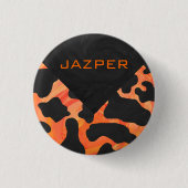 Schwarz-Orange-Print, Monogram-Kuh Button (Vorderseite)