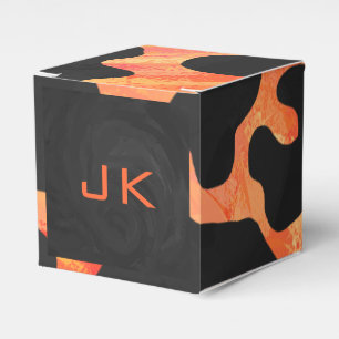 Schwarz-Orange-Print, Monogram-Kuh Geschenkschachtel