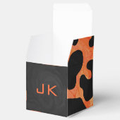 Schwarz-Orange-Print, Monogram-Kuh Geschenkschachtel (Geöffnet)