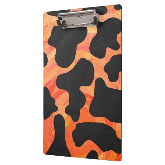 Schwarz-Orange-Print, Monogram-Kuh Klemmbrett (Links)