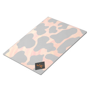 Schwarz-Orange-Print, Monogram-Kuh Notizblock