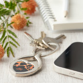 Schwarz-Orange-Print, Monogram-Kuh Schlüsselanhänger (Seite)