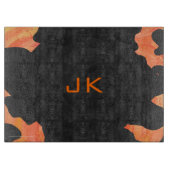 Schwarz-Orange-Print, Monogram-Kuh Schneidebrett (Vorderseite)