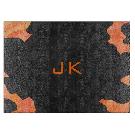 Schwarz-Orange-Print, Monogram-Kuh Schneidebrett (Vorderseite)