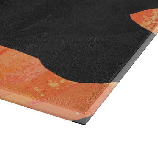 Schwarz-Orange-Print, Monogram-Kuh Schneidebrett (Ecke)