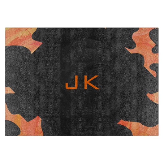 Schwarz-Orange-Print, Monogram-Kuh Schneidebrett (Vorderseite)