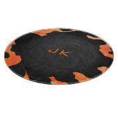 Schwarz-Orange-Print, Monogram-Kuh Schneidebrett (Ecke)
