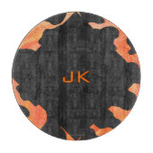 Schwarz-Orange-Print, Monogram-Kuh Schneidebrett (Vorderseite)