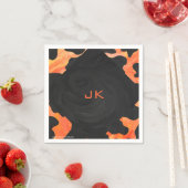 Schwarz-Orange-Print, Monogram-Kuh Serviette (Beispiel)