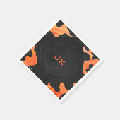 Schwarz-Orange-Print, Monogram-Kuh Serviette (Ecke)