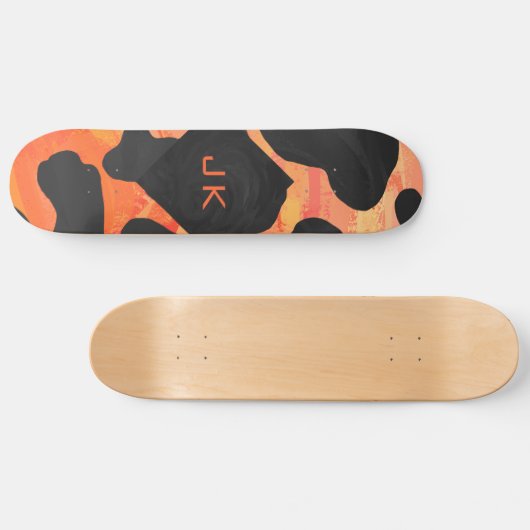 Schwarz-Orange-Print, Monogram-Kuh Skateboard (Horizontal)