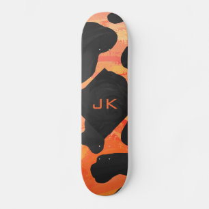 Schwarz-Orange-Print, Monogram-Kuh Skateboard