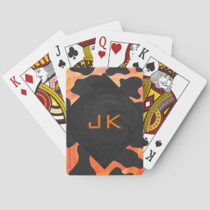 Schwarz-Orange-Print, Monogram-Kuh Spielkarten