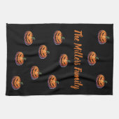 Schwarz-Orange Pumpkin Halloween personalisiert Geschirrtuch (Horizontal)