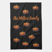 Schwarz-Orange Pumpkin Halloween personalisiert Geschirrtuch (Vertikal)