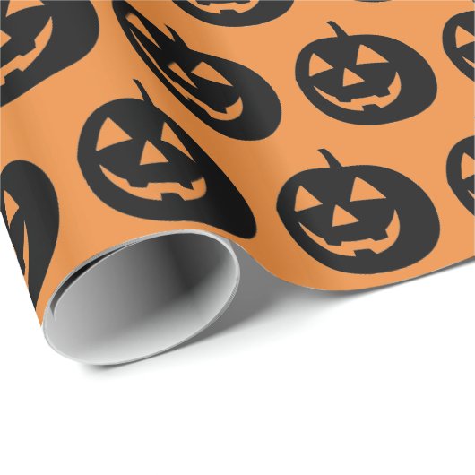 Schwarz-Orange-Pumpkin-Muster Geschenkpapier (Rolleneckpunkt)