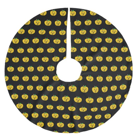Schwarz-Orange Pumpkins Halloween-Baumrock Polyester Weihnachtsbaumdecke (Vorderseite)