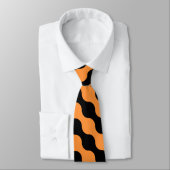 Schwarz, orange Retro-Kreise Art Pattern Krawatte (Gebunden)