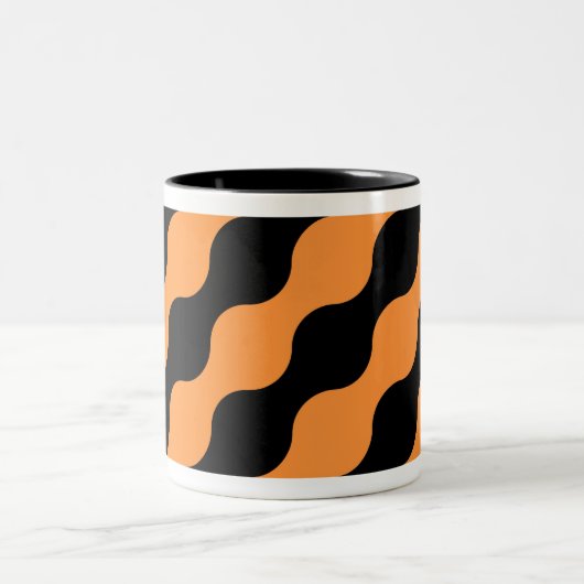 Schwarz, orange Retro-Kreise Art Pattern Tasse (Mittel)
