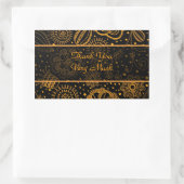 Schwarz-orange Retro-Muster für Flora-Schrift Rechteckiger Aufkleber (Tasche)