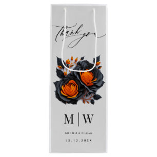 Schwarz-Orange-Rose Gothic Wedding Geschenktüte Für Weinflaschen