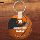 Schwarz-Orange-Schulfarben-Basketballmannschaft Schlüsselanhänger (Vorderseite)