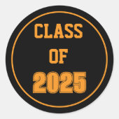 Schwarz-Orange-Schulfarben-Jahr Runder Aufkleber (Vorderseite)