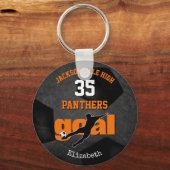 Schwarz-Orange-Schulmannschaft-Geist Mädchen Fußba Schlüsselanhänger (Vorderseite)