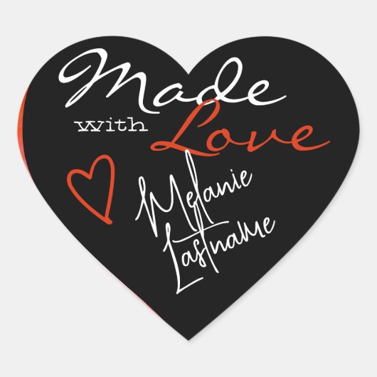 Schwarz-Orange-Signaturskript aus Liebe Herz Herz-Aufkleber (Vorderseite)