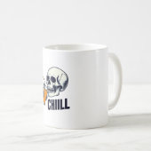 Schwarz-Orange-Skull-Illustration Chiill-Tasse Kaffeetasse (VorderseiteRechts)