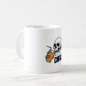 Schwarz-Orange-Skull-Illustration Chiill-Tasse Kaffeetasse (Vorderseite Links)