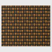 Schwarz/Orange Skull Print Halloween Geschenkpapier (Flach)