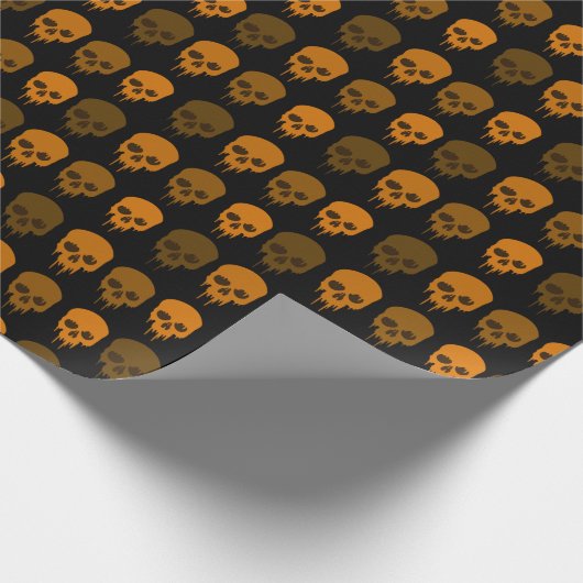 Schwarz/Orange Skull Print Halloween Geschenkpapier (Ecke)