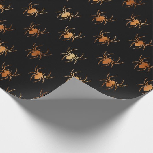 Schwarz-Orange-Spider Halloween-Muster Geschenkpapier (Ecke)