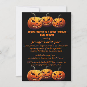 Schwarz-Orange Spooktacular Kürbis Halloween Einladung