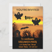 Schwarz-Orange-Spooky Halloween-Nacht Einladung (Vorderseite)