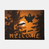 Schwarz-Orange-Spooky Halloween-Nacht Empfang Fußmatte (Vorderseite)