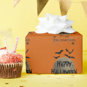 Schwarz Orange Spooky Spider Happy Halloween Muste Geschenkpapier