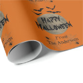 Schwarz Orange Spooky Spider Happy Halloween Muste Geschenkpapier (Rolleneckpunkt)