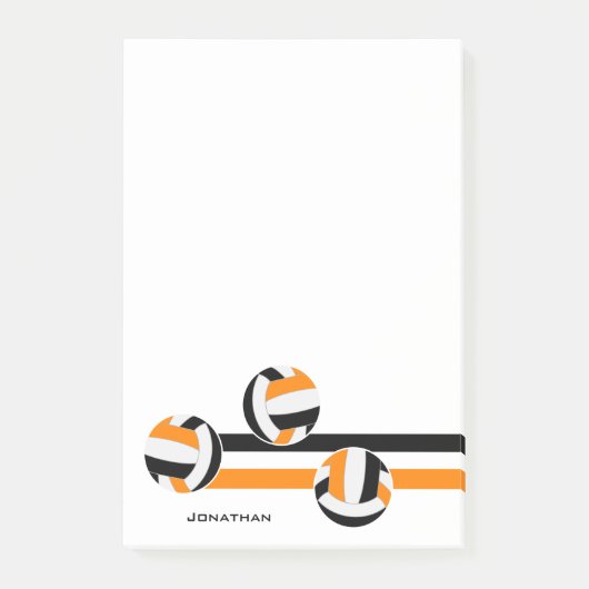 Schwarz-Orange-Sportteam färbt Volleyballs Post-it Klebezettel (Vorderseite)