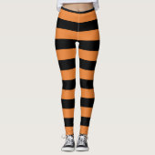 Schwarz & Orange Streifen Festliches Fun Halloween Leggings (Vorderseite)