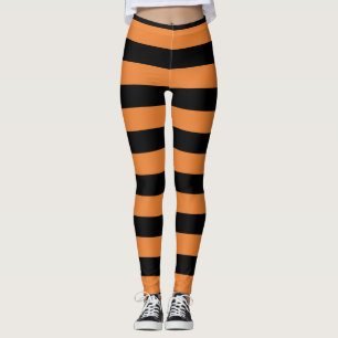 Schwarz & Orange Streifen Festspiellustige Hallowe Leggings