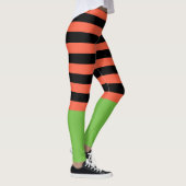 Schwarz & Orange Streifen Green Bottom Fun Hallowe Leggings (Rechts)