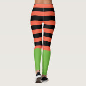 Schwarz & Orange Streifen Green Bottom Fun Hallowe Leggings (Rückseite)