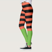 Schwarz & Orange Streifen Green Bottom Fun Hallowe Leggings (Links)