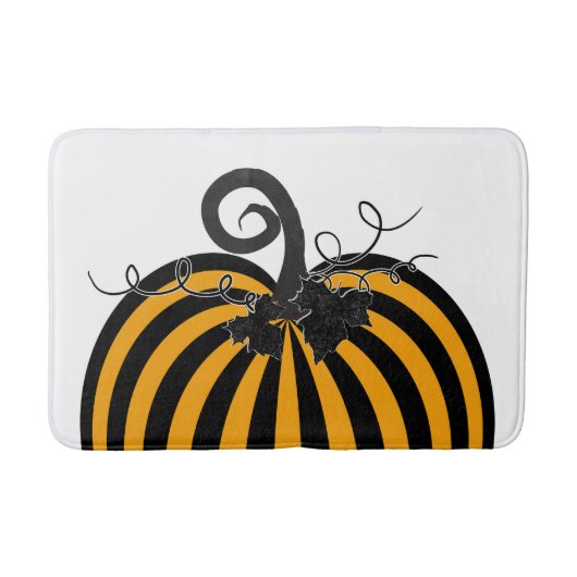 Schwarz & Orange Streifen Pumpkin Chic Herbst Badematte (Vorderseite)