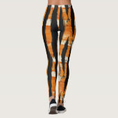 Schwarz-Orange-Streifenmuster Leggings (Rückseite)