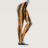 Schwarz-Orange-Streifenmuster Leggings (Rechts)